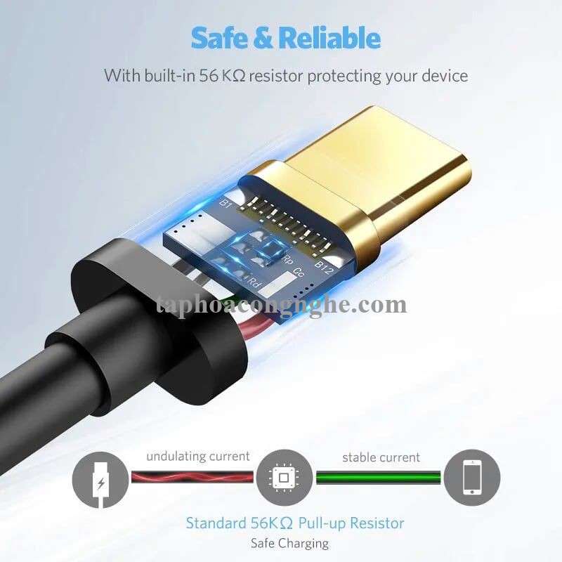 Ugreen 10658 3M Màu xanh dương Cáp Usb 2.0 Sang Type C mạ vàng US141 30010658